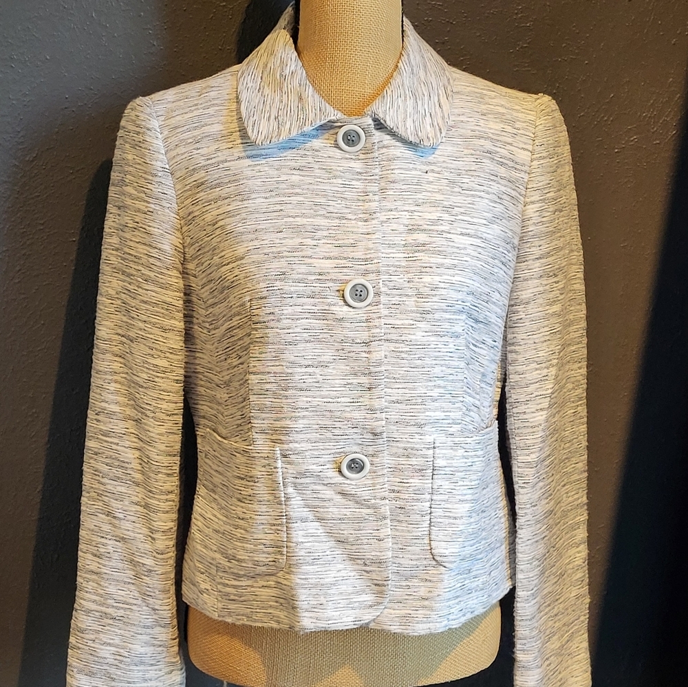 Louben Black and White cotton-blend woven jacket size 8